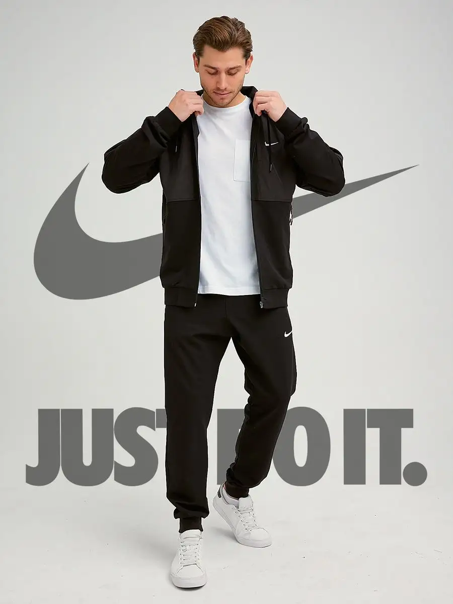 ست سویشرت و شلوار مردانه نایک کلاهدار صادراتی مشکی